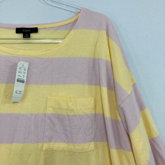 New J. Crew size 2X Striped Cotton Stretch Crew Neck Relaxed Long Sleeve Top - Picture 4 of 10